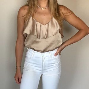 Anthropologie silk cami tank in champagne